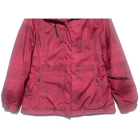 Port Authority Zip Up Hooded Jacket Women's Large Cranberry Red Lined - Picture 3 of 8